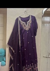 Elegant Purple Embroidered Kurta Set