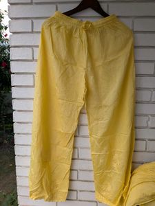Yellow chikenkari Embroidered Kurta Set