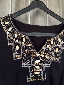 Embellished Black Kurta Top