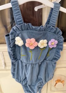Baby Blue Romper with Flowers