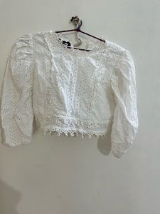 White Eyelet Crop Top