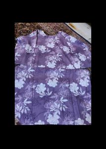 Purple Floral Print Kurta Set