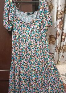 Floral Print Tiered Midi Dress