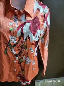 Brand New Branded Satin Silk Orange Printed Co Order Set