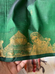 Elegant Green Saree with Gold Border