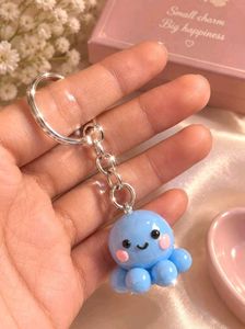 Cute Blue Octopus Keychain