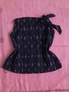 Black Crop Tie Up Top
