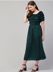 Flowy  Ruffled Emerald Green Dress