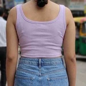 Ribbed Lavender Cropped Tank Top