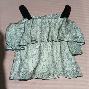 Lace Off-Shoulder Ruffle Top