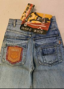 Y2K Light Wash Flare Jeans with Dhoom 2 Back Poc
