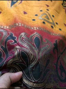 Mustard Meroon pure silk saree