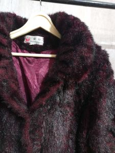 Burgundy Faux Fur Coat