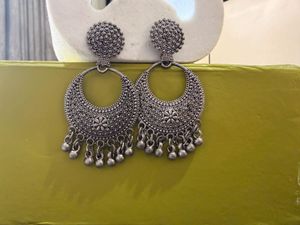 Oxidised Silver Jhumka Earrings
