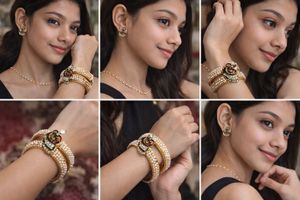 Exquisite Pearl & Stone Bangle Set