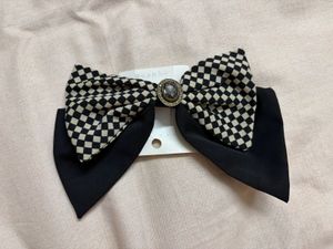 Chic Checkerboard Bow Hair Clip