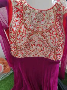 Embroidered Pink Anarkali Dress
