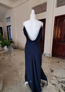 Party Gown with back cowl neck and slits on both s