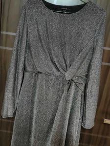Sparkly greyish Silver Long Sleeve Dress