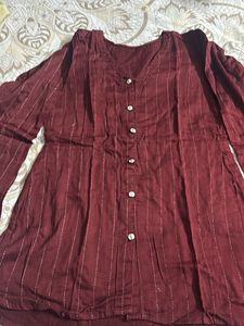 Maroon Striped small size coord set