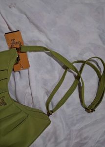Chic Ruched Lime Green Hobo Bag