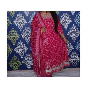 Pink Stylish Anarkali With Dupatta And Pant