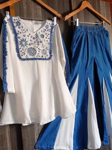 Branded Top Kali pallazo pure denium set 9to11 yea