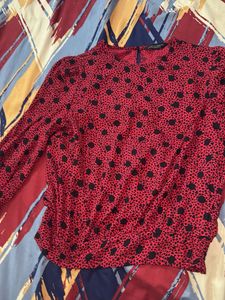 Chic Red & Black Print Top