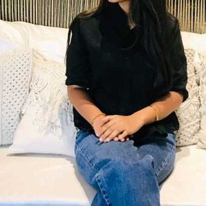 Stylish Black Peplum Shirt