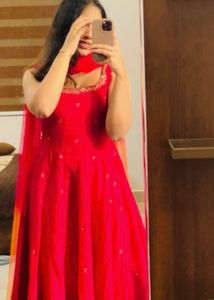 Stunning Red handwork kurta , dupatta ,