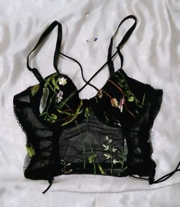 Sheer Floral Corset Top