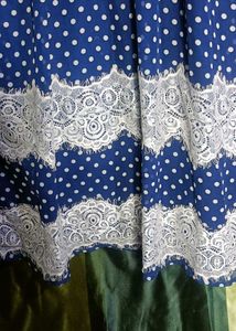 Blue Polka Dot Lace Trim Dress