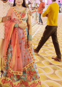 Sky Color Lehnga#khadi Lehnga