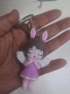 Cute Angel Bunny Keychain