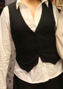 Textured Black Button-Up Vest