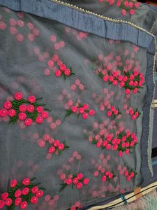 Grey Embroidered saree
