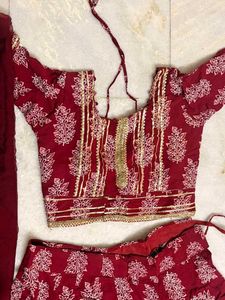 Maroon Printed Lehenga Choli Set