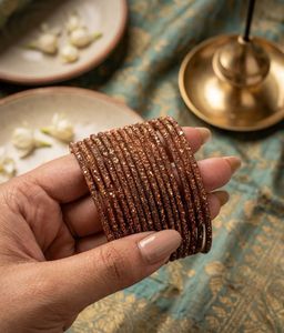 Sparkling Rose Gold Bangles Set