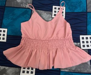 Pink Smocked Peplum Top