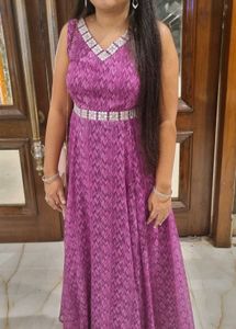 Elegant Purple Embroidered Gown
