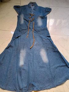 Denim Look Tunic with Corset Style Detail