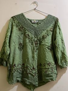 Embroidered Green Top