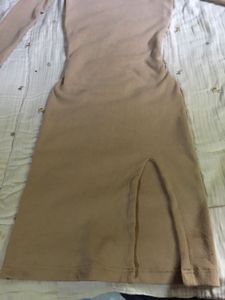 Chic Beige Long Sleeve Midi Dress