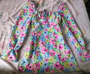 Floral Print Square Neck Dress
