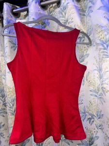 Chic Red Peplum Top