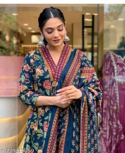 Beautiful Floral Print Kurta Set with Dupatta