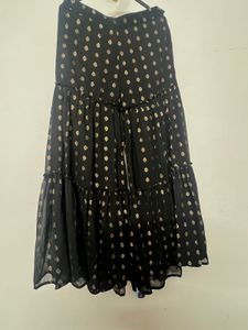 Black Leaf Print Palazo Pants &amp; Blouse Set