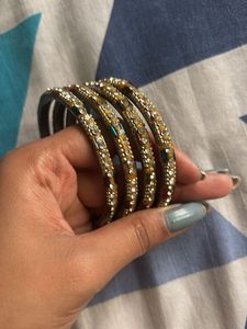 Sparkling Embellished Bangles of 4