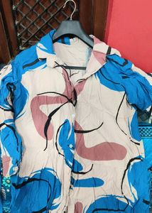 Unique Abstract Print Button-Up Shirt