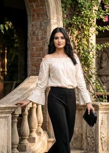 Chic Off-Shoulder Bell Sleeve Top